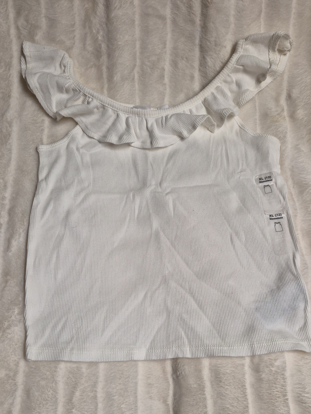 Gap White Ruffle One-Shoulder Tank Top - Women